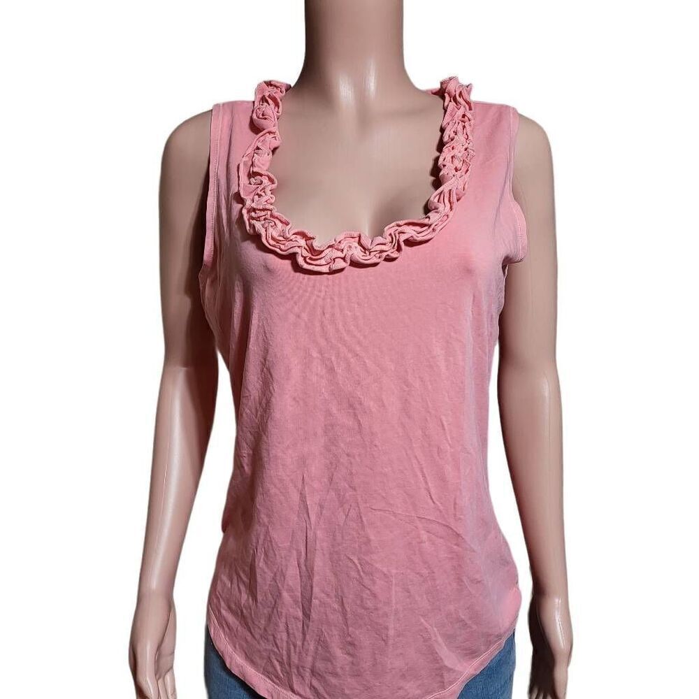 sleeveless ruffle pink tank top size L